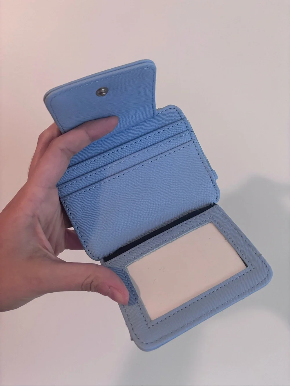 Steve Madden Light Blue Compact Zip Card Holder